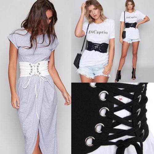 Lady Wide Fashion Waist Belt With Silver Buckle Thick Elasticated Stretch Belts Womens Waistband 